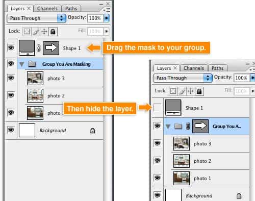 Dragging Vector Masks to Groups