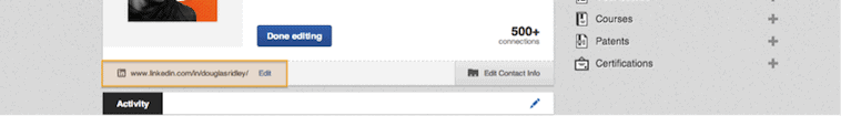 Selecting a LinkedIn Custom URL 1